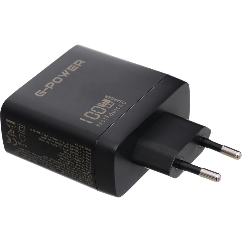 G-Power GP-C18 100W 4-Port Charger | USB-A & 3 USB-C, Quick Charge 3.0 - Black