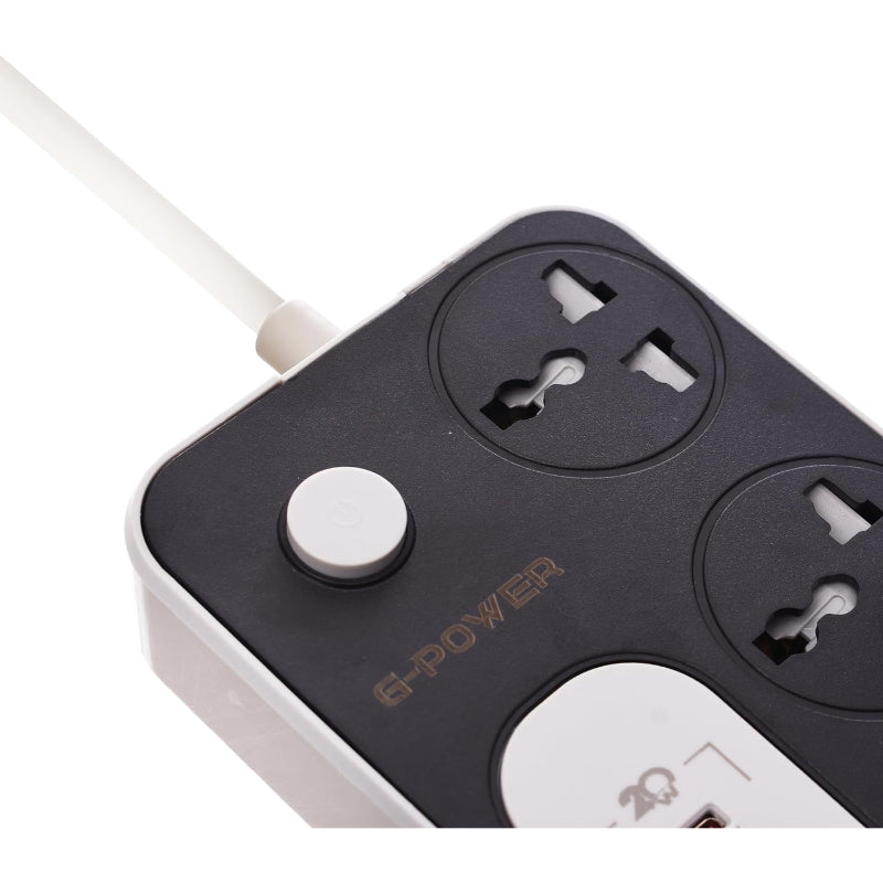 G-Power WS342 Power Strip | 2 Type-C 20W Ports, 220V - Black/Grey