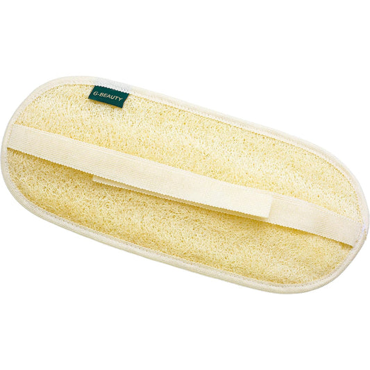 G-Beauty GBY-019 Natural Oval Double Face Massage Loofah with Fabric Handle for Bath, Spa, and Shower - Beige