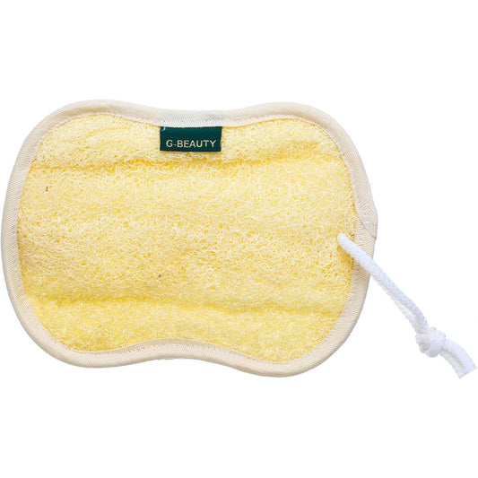 G-Beauty GBY-001 Small Natural Oval Double Face Massage Loofah with Hook Strap for Bath, Spa, and Shower - Beige