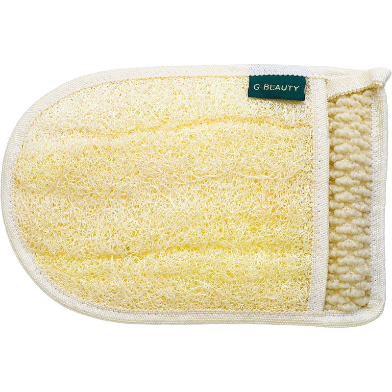 G-Beauty GBY-004 Small Natural Oval Glove Double Face Massage Loofah for Bath, Spa, and Shower - Beige