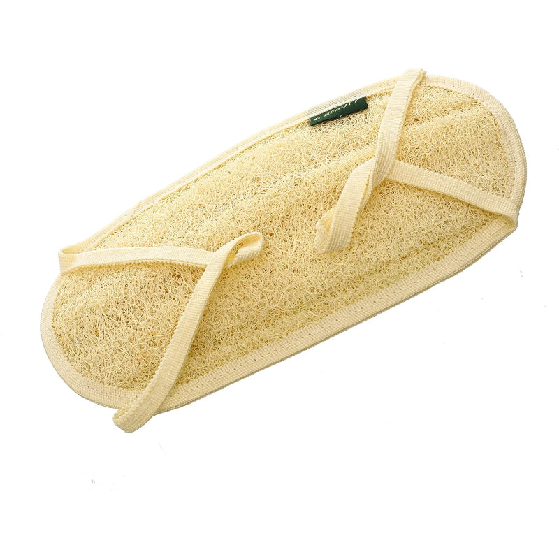 G-Beauty GBY-016 Natural Oval Double Face Massage Loofah with Fabric Handle for Bath, Spa, and Shower - Beige
