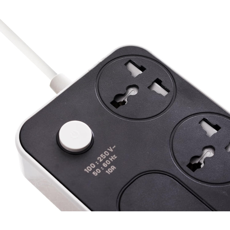 G-Power WS344 Power Strip | 220V, 10A with Safety Lock - Black/Grey