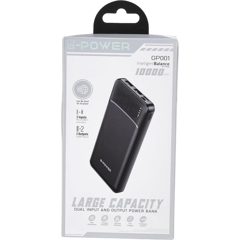 G-Power GP001 Power Bank | 10,000mAh, Brilliance Series, LED Display - Black