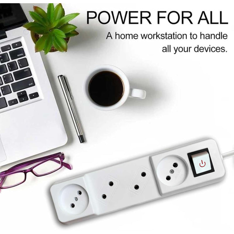 G-Power GP162 Power Strip | 2000W, 2M PVC Cable - White