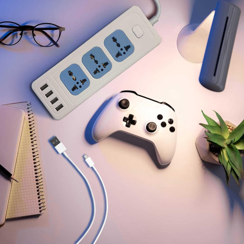 G-Power GP310 Power Strip | 4 USB Ports, 2M PVC Cable, 240V Max - White