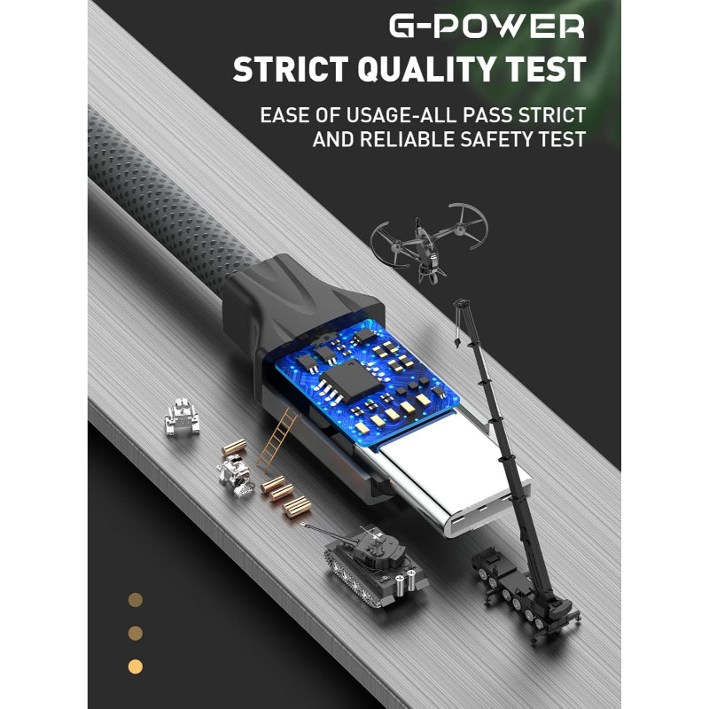 G-Power LS441 Type-C to USB Cable | 2.4A Fast Charging, 100CM Length, Data Sync - Grey