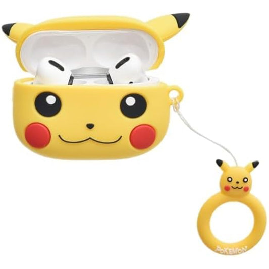 جراب حماية كامل من السيليكون من جي باور لأجهزة إيربود | شكل شخصية كرتونية لطيفة مع حزام حلقي لأجهزة إيربود برو - متعدد الألوان