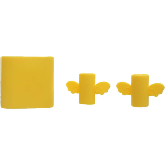 G-Power Hard Silicone Charger Protector and Two-Side Cable Protector | Simple Wings Design - Set of 3 Pieces - Yellow
