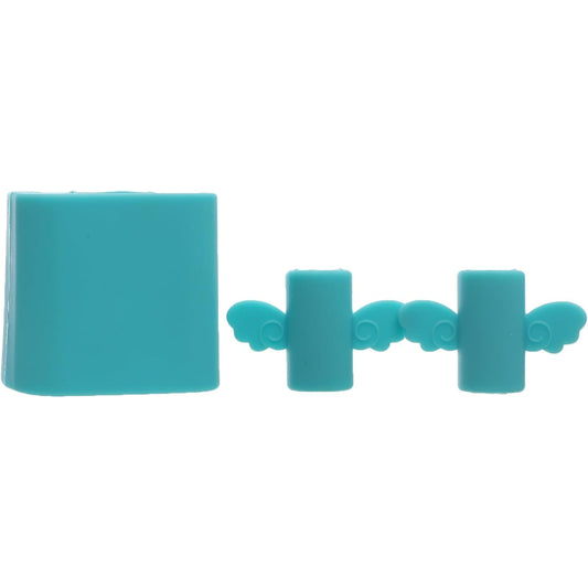 G-Power Hard Silicone Charger Protector and Two-Side Cable Protector | Simple Wings Design - Set of 3 Pieces - Turquoise