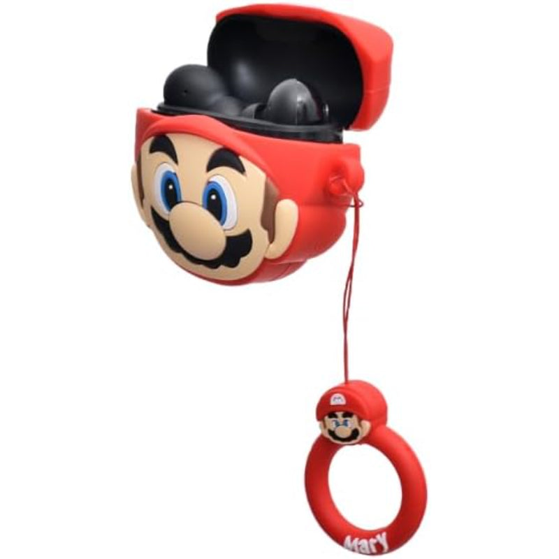 G-Power Silicone Full Cover Airpod Protective Case | Super Mario Super Hero Shape with Ring Strap for Airpods 3 - Multi Color