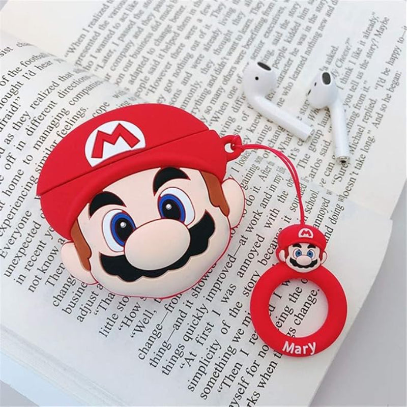 G-Power Silicone Full Cover Airpod Protective Case | Super Mario Super Hero Shape with Ring Strap for Airpods 3 - Multi Color
