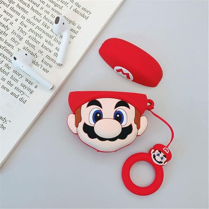 G-Power Silicone Full Cover Airpod Protective Case | Super Mario Super Hero Shape with Ring Strap for Airpods 3 - Multi Color