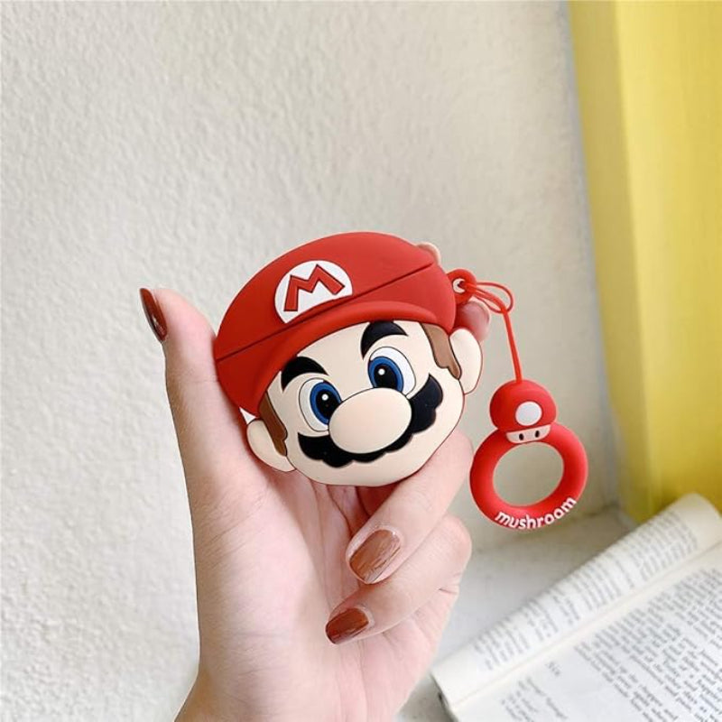 G-Power Silicone Full Cover Airpod Protective Case | Super Mario Super Hero Shape with Ring Strap for Airpods 3 - Multi Color