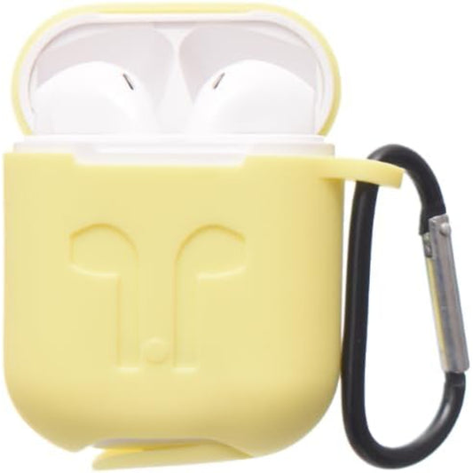 G-Power Silicone Airpod Protective Case | Safe Edges, Simple Design, Easy Install for Airpods 1/2 - Light Yellow