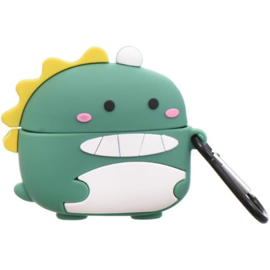 جراب حماية كامل من السيليكون من جي باور لأجهزة إيربود | شكل ديناصور لطيف مع حزام حلقي لأجهزة إيربود برو - متعدد الألوان