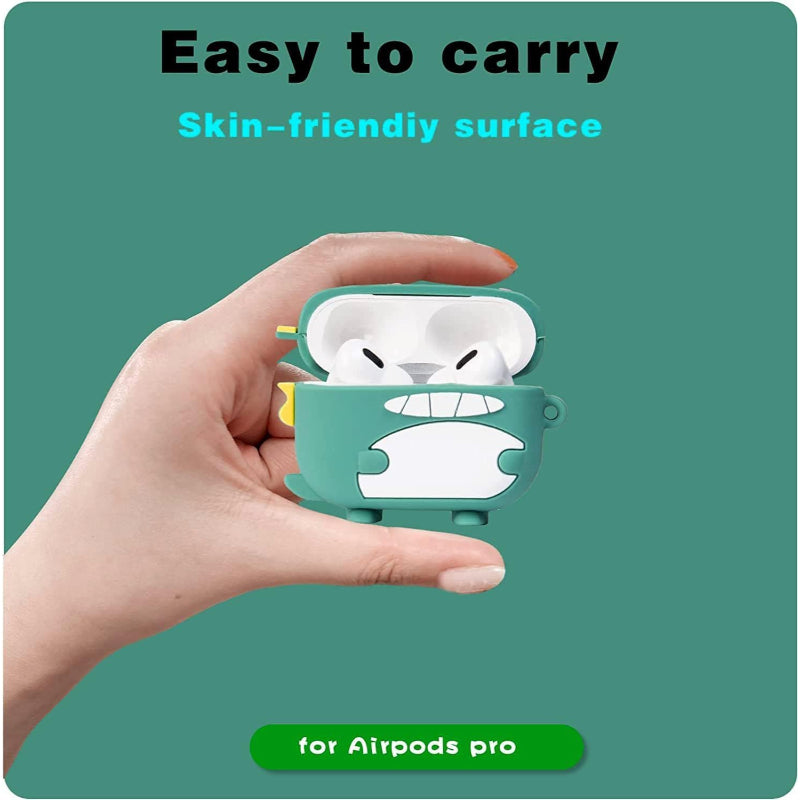 G-Power Silicone Full Cover Airpod Protective Case | Cute Dinosaur Shape with Ring Strap for Airpods Pro - Multi Color