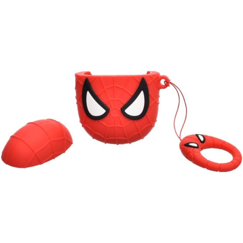 G-Power Silicone Full Cover Airpod Protective Case | Spider-Man Super Hero Shape with Ring Strap for Airpods 1/2 - Multi Color