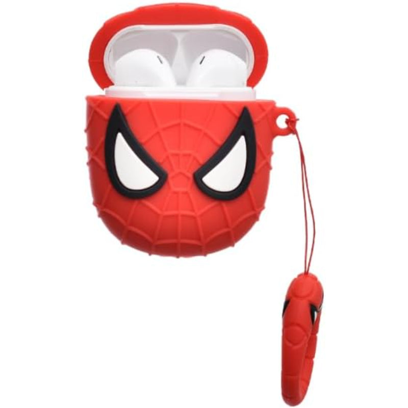 G-Power Silicone Full Cover Airpod Protective Case | Spider-Man Super Hero Shape with Ring Strap for Airpods 1/2 - Multi Color
