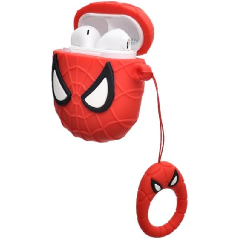 G-Power Silicone Full Cover Airpod Protective Case | Spider-Man Super Hero Shape with Ring Strap for Airpods 1/2 - Multi Color