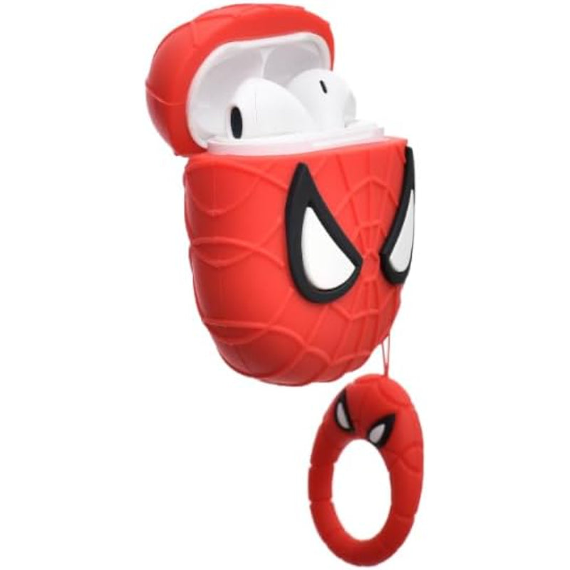G-Power Silicone Full Cover Airpod Protective Case | Spider-Man Super Hero Shape with Ring Strap for Airpods 1/2 - Multi Color