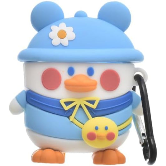 جراب حماية كامل من السيليكون من جي باور لأجهزة إيربود | شكل بطة لطيف مع حزام حلقي لأجهزة إيربود ١/٢ - متعدد الألوان