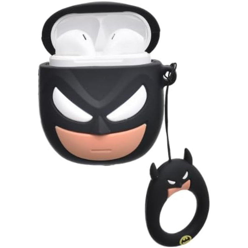 G-Power Silicone Full Cover Airpod Protective Case | Cute Batman Super Hero Shape with Ring Strap for Airpods 1/2 - Multi Color
