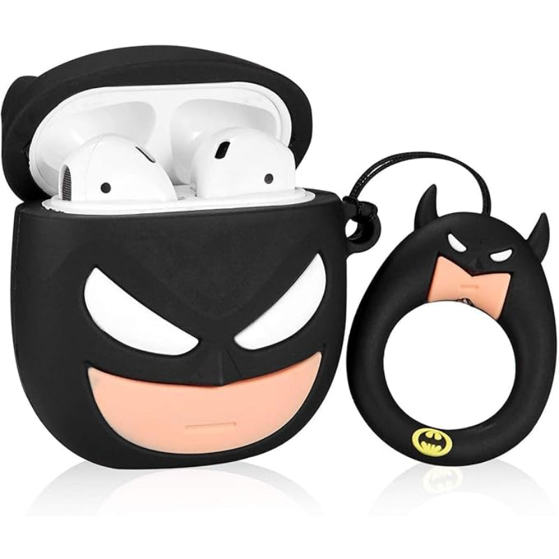 G-Power Silicone Full Cover Airpod Protective Case | Cute Batman Super Hero Shape with Ring Strap for Airpods 1/2 - Multi Color