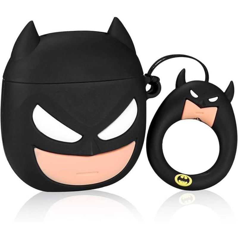 G-Power Silicone Full Cover Airpod Protective Case | Cute Batman Super Hero Shape with Ring Strap for Airpods 1/2 - Multi Color