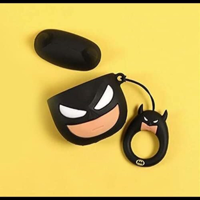 G-Power Silicone Full Cover Airpod Protective Case | Cute Batman Super Hero Shape with Ring Strap for Airpods 1/2 - Multi Color