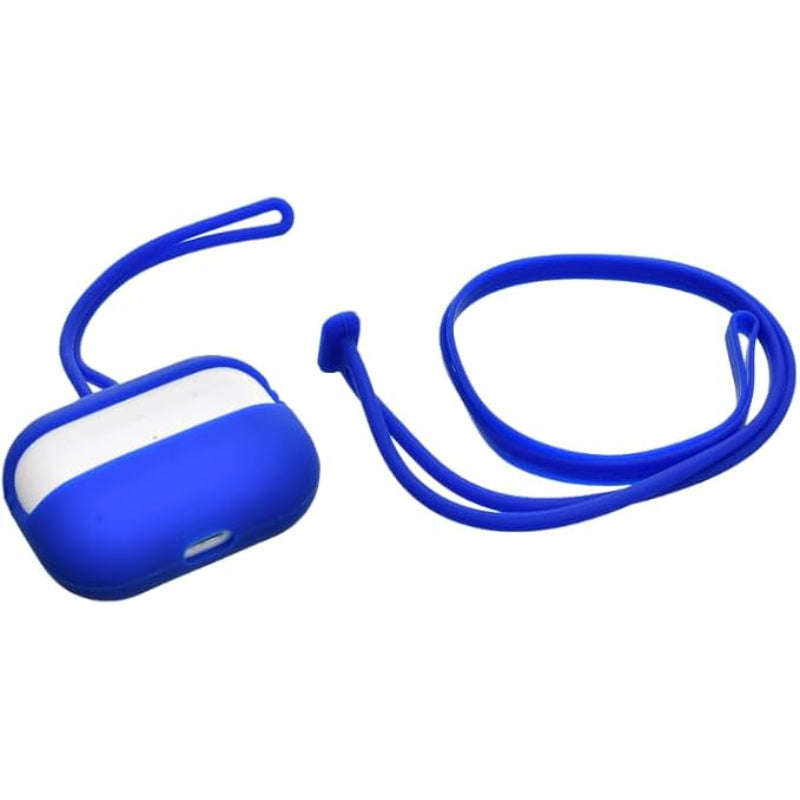 G-Power Silicone Airpod Protective Case | Easy Install, Wrist Strap with Neck Strap, Safe Edges for Airpods Pro - Set of 3 Pieces - Blue