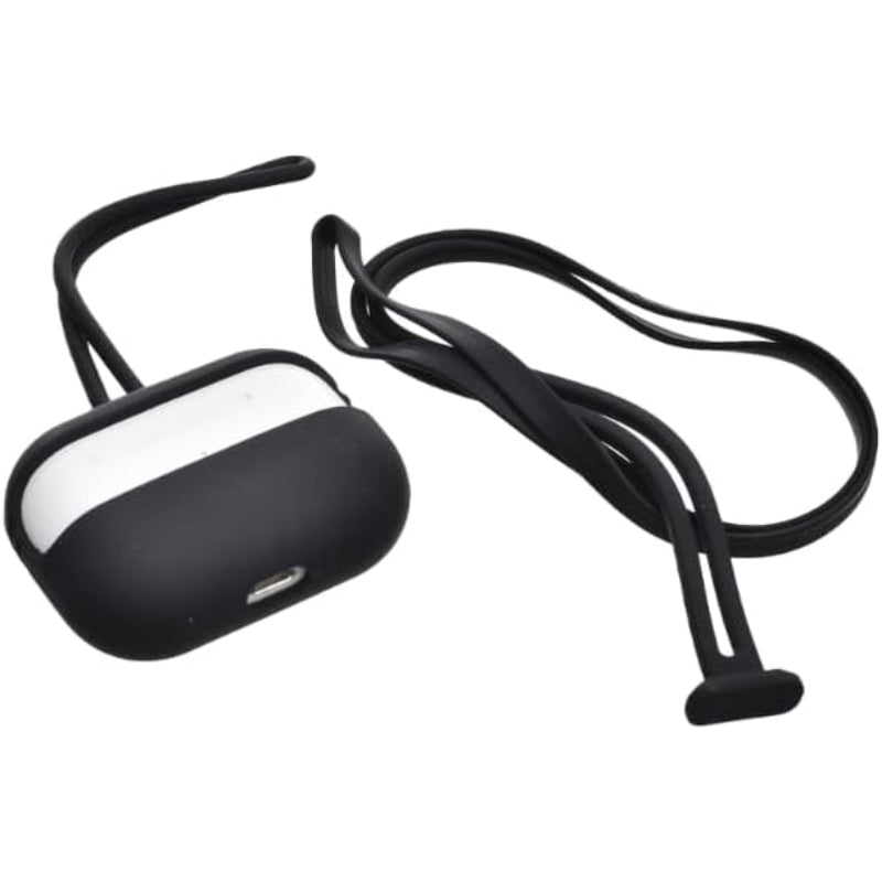 G-Power Silicone Airpod Protective Case | Easy Install, Wrist Strap with Neck Strap, Safe Edges for Airpods Pro - Set of 3 Pieces - Black
