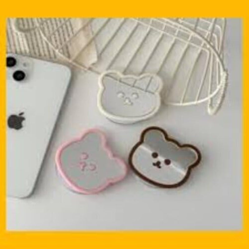 G-Power Plastic Finger Phone Holder | Cute Design, Easy and Practical Use - White/Silver