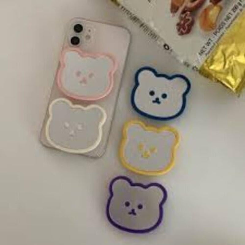 G-Power Plastic Finger Phone Holder | Cute Design, Easy and Practical Use - White/Silver