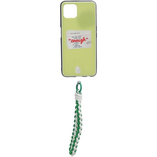 G-Power Fabric Modern Design Mobile Phone Lanyard With Silicone Anti-Lost Mobile Holder Card And Metal Key Ring For Multi Device Set Of 2 Pieces - White Green