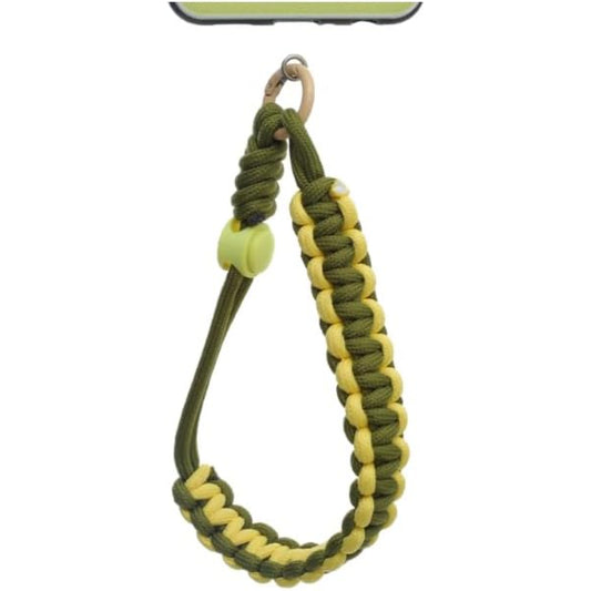 G-Power Fabric Large Modern Design Mobile Phone Lanyard With Anti-Lost Chain Strap And Metal Key Ring For Multi Device - Green Yellow