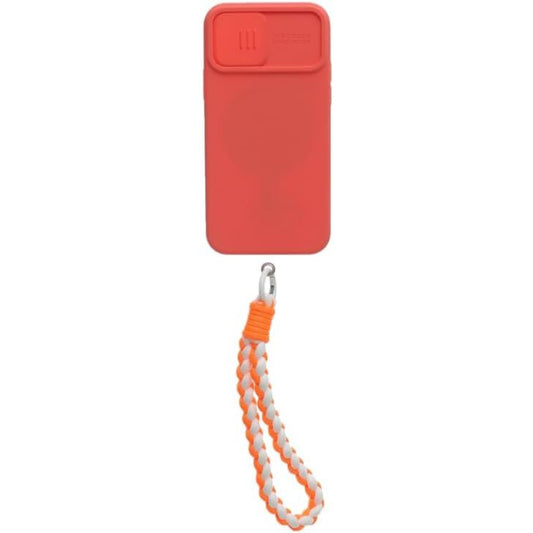 G-Power Fabric Modern Design Mobile Phone Lanyard With Silicone Anti-Lost Mobile Holder Card And Metal Key Ring For Multi Device Set Of 2 Pieces - White Orange