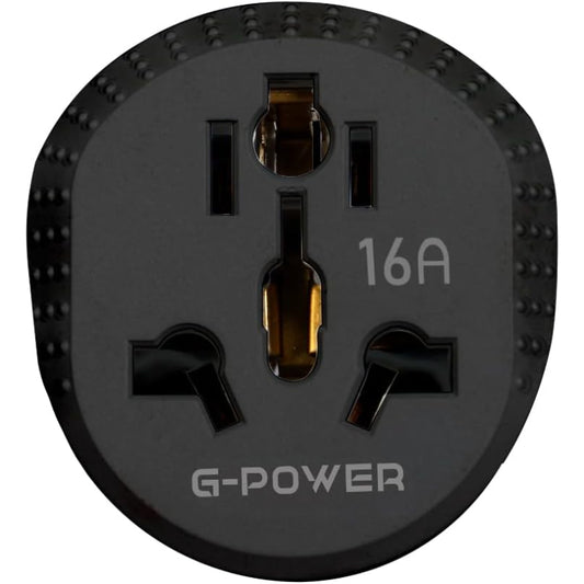 G-Power GP590BK MK Safety Adapter Triple to Dual Switching High Load Compatible With All Electrical Appliances and Chargers 16A 5mm - Black