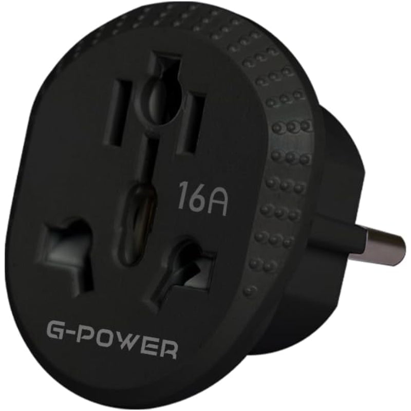 G-Power GP590BK MK Safety Adapter Triple to Dual Switching High Load Compatible With All Electrical Appliances and Chargers 16A 5mm - Black
