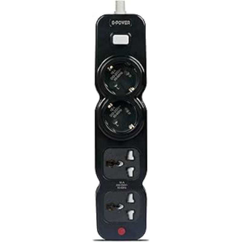 G-Power GP582BK Power Strip | 2 EU & UK Ports, Control Button, 250V, 2M Cable - Black