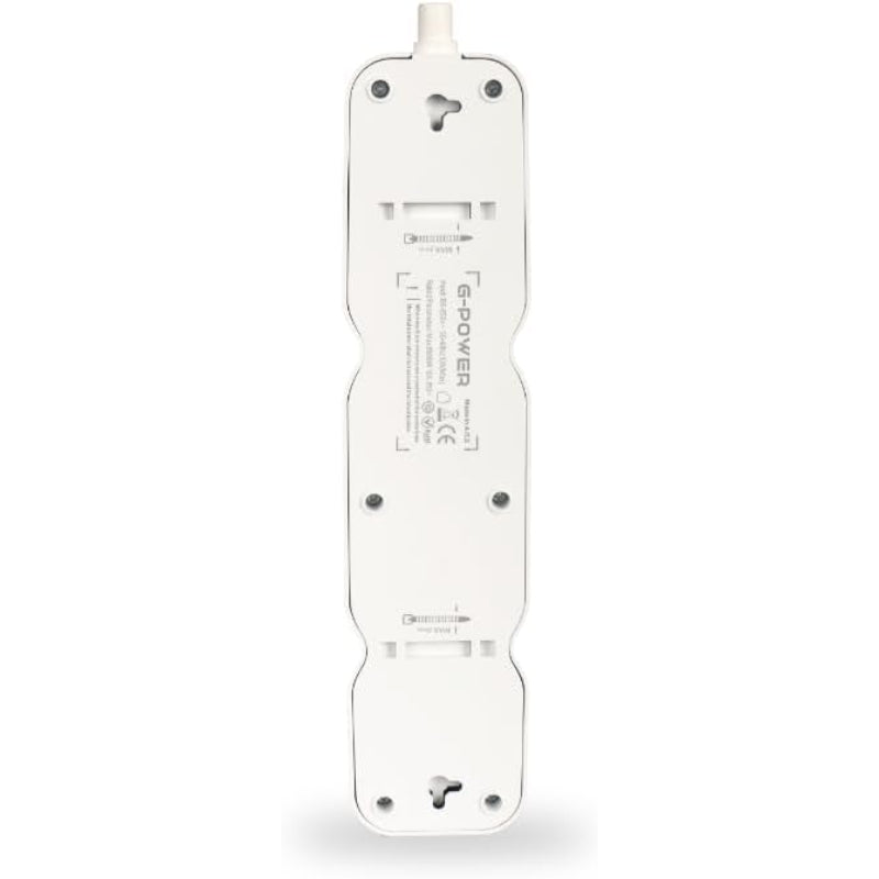 G-Power GP583WE Power Strip | 2 EU & UK Ports, Control Button, 250V, 3M Cable - White