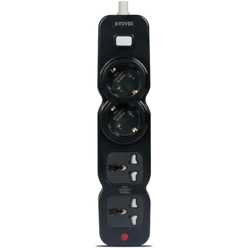 G-Power GP586BK EU Plug Power Strip Control Button With Two EU And UK Ports 250V 6M - Black