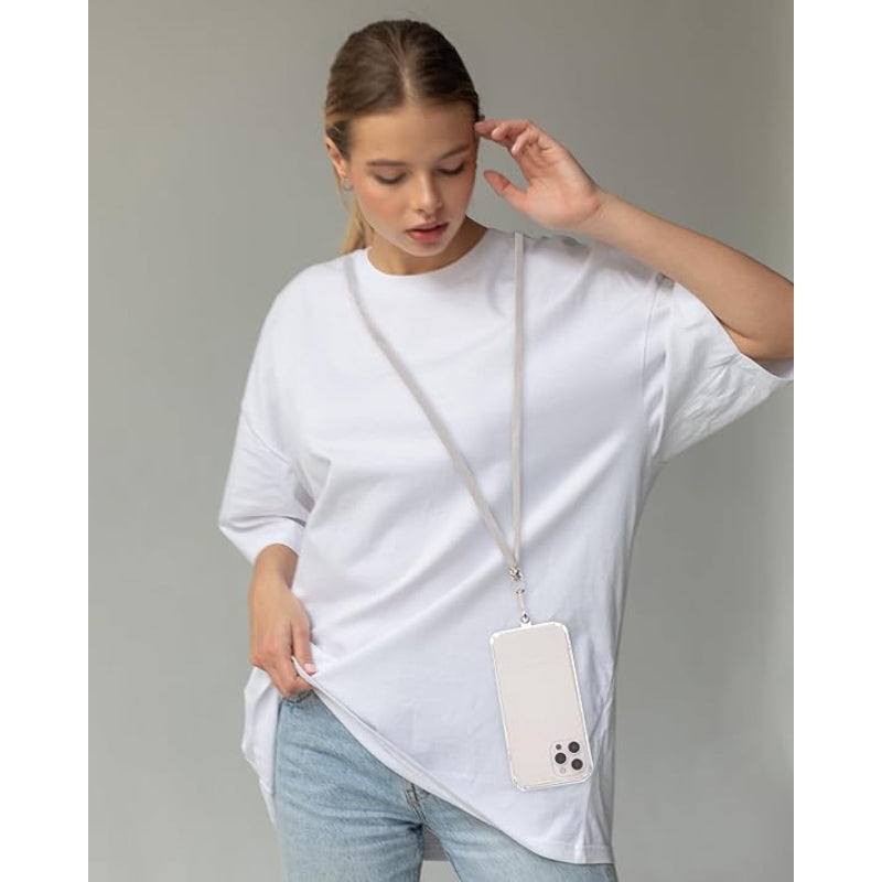 G-Power Cell Phone Lanyard Convenient and Comfortable Lanyard Easy to Use Neck Phone Holder Adjustable Length Phone Strap Crossbody With Clear Patch Fits All Mobile Phones - Light Grey