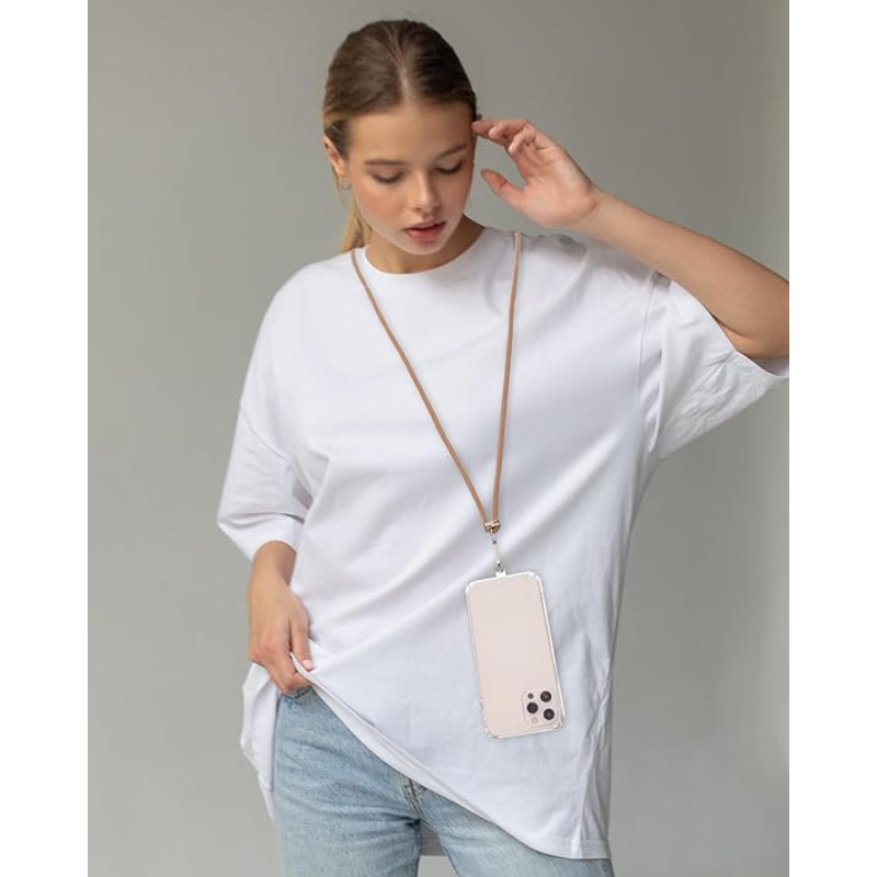 G-Power Cell Phone Lanyard Convenient and Comfortable Lanyard Easy to Use Neck Phone Holder Adjustable Length Phone Strap Crossbody With Clear Patch Fits All Mobile Phones - Coffee