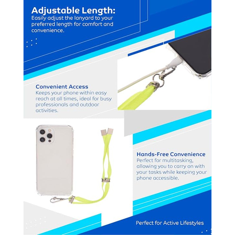 G-Power Cell Phone Lanyard Convenient and Comfortable Lanyard Easy to Use Adjustable Length Phone Strap with Clear Patch Fits All Mobile Phones - Lemon