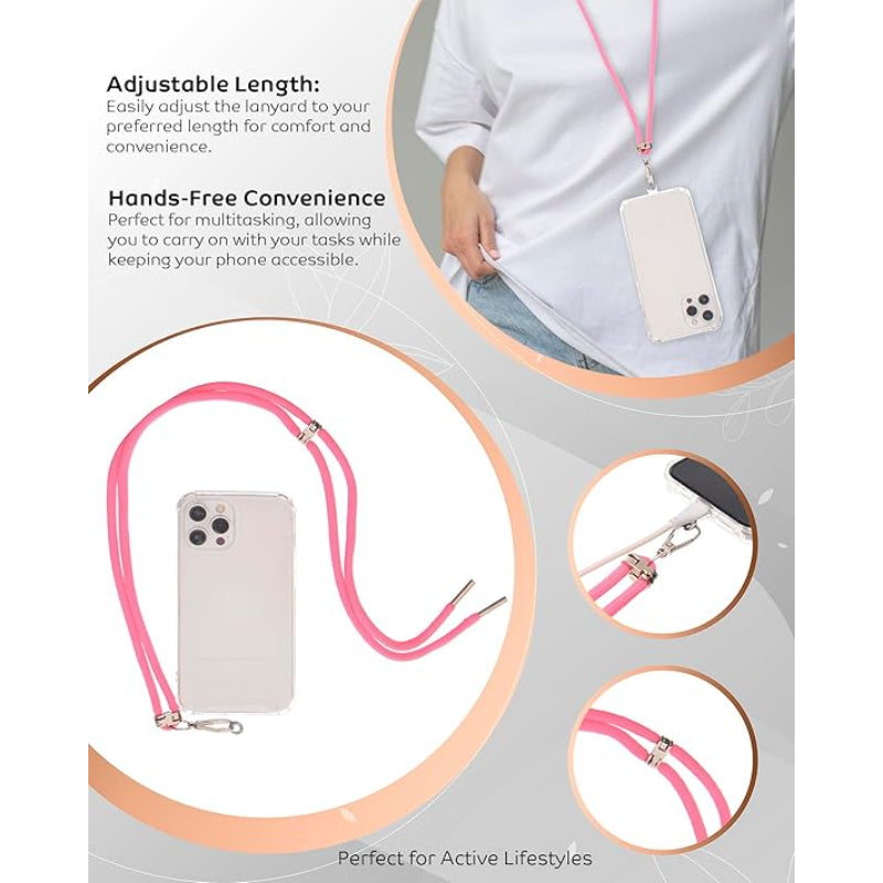 G-Power Cell Phone Lanyard Convenient and Comfortable Lanyard Easy to Use Neck Phone Holder Adjustable Length Phone Strap Crossbody With Clear Patch Fits All Mobile Phones - Fuschia