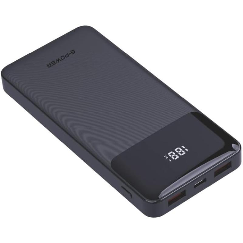 G-Power GP-PB010 Power Bank | 10,000mAh, LED Display, 2 USB & Type-C Ports, 22.5W Quick Charge - Black