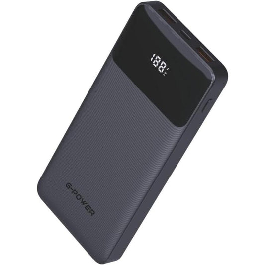 G-Power GP-PB010 Power Bank | 10,000mAh, LED Display, 2 USB & Type-C Ports, 22.5W Quick Charge - Black