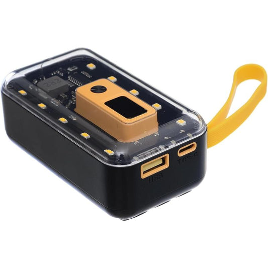 G-Power GP-PB015 Power Bank | 10,000mAh, LED Light, Transparent Design, 2 Ports, 3 Built-in Cables, 22.5W Quick Charge - Black