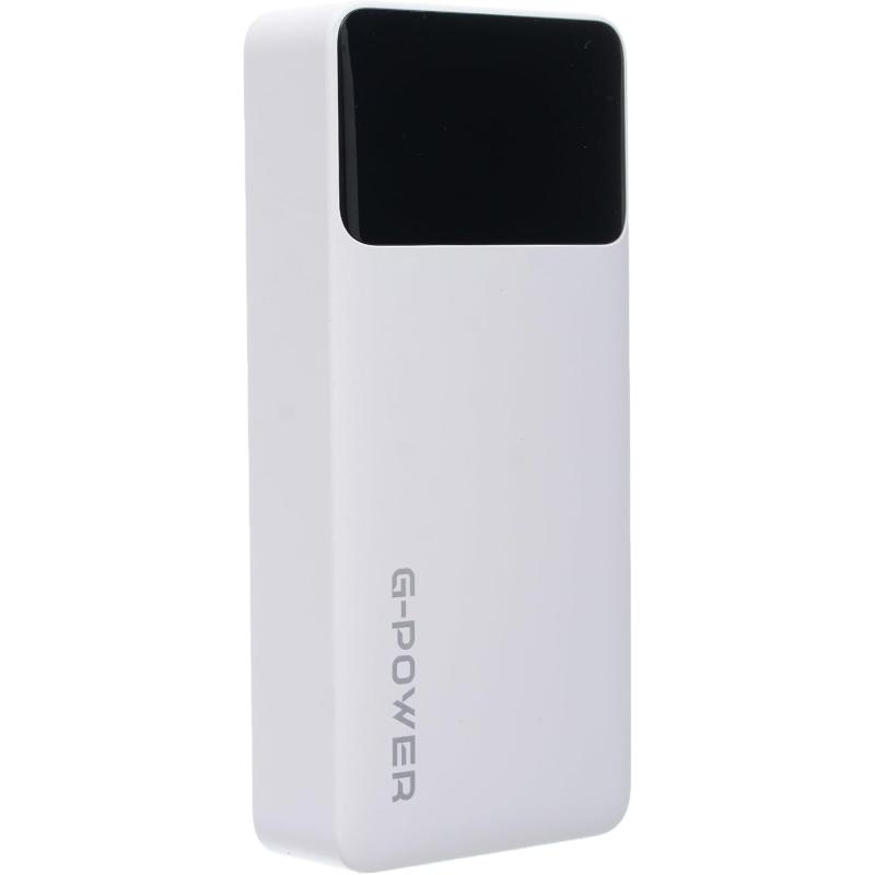G-Power GP-PB012 Power Bank | 20,000mAh, LED Display, 3 Ports, 2 Built-in Cables, 22.5W Quick Charge - White